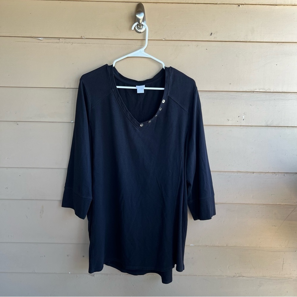 Zenergy by Chico's Black Long Sleeve Tunic Top - Size 22/24 - Modest Casual